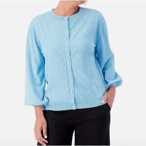 Girl With Curves Soft Button Up Cardigan Sweater Pearl Buttons Womens XL Blue